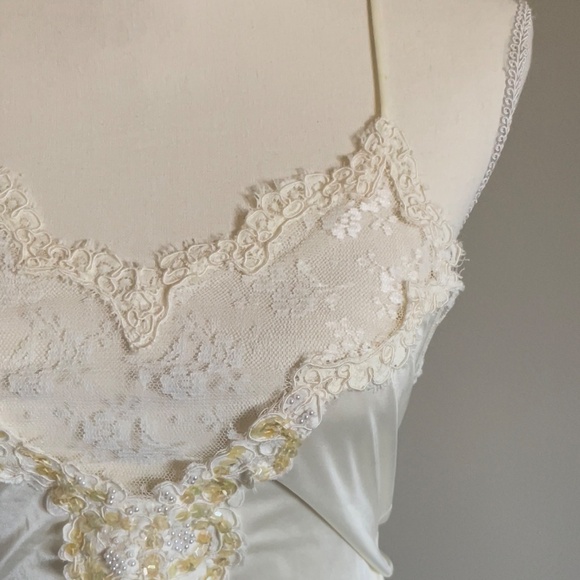 RARE Vintage maxi Victoria’s Secret night gown ivory off white sequins lace - Picture 3 of 12